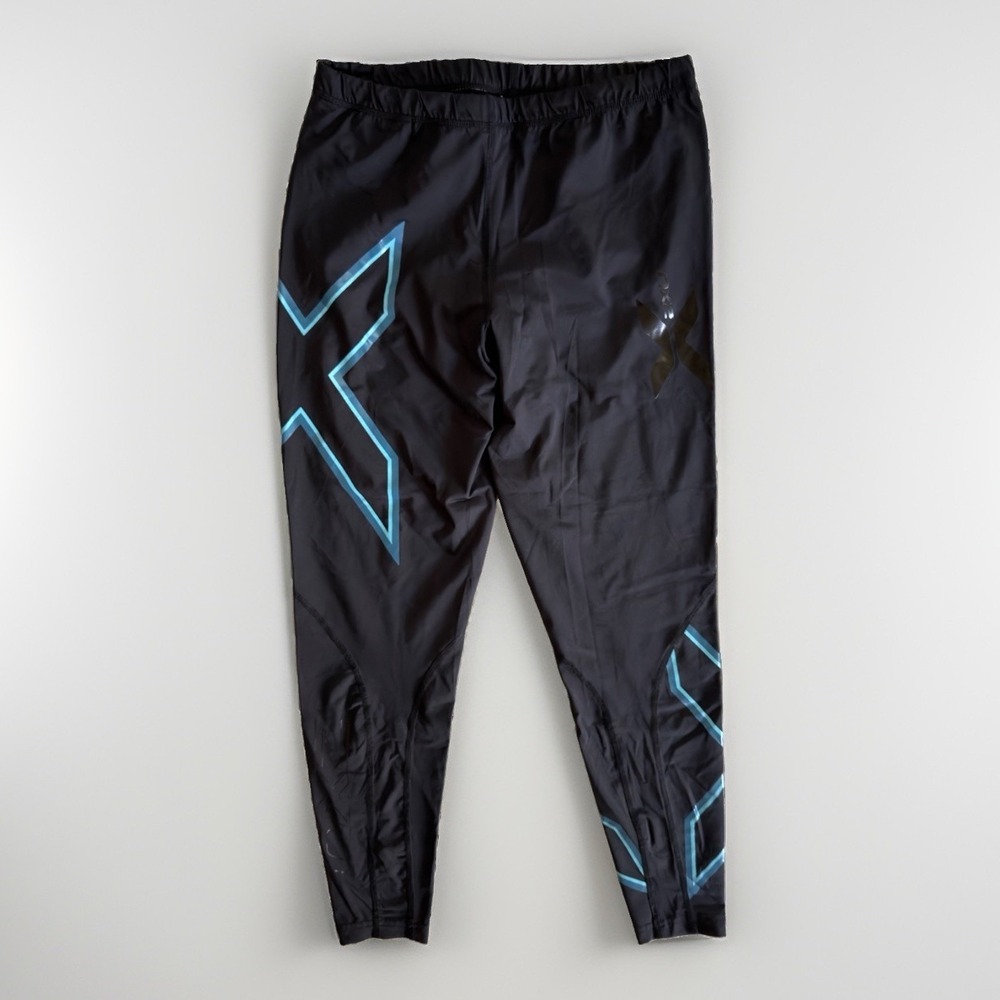 2XU Women's Compression Black Blue Running Leggings Size XL Athletic